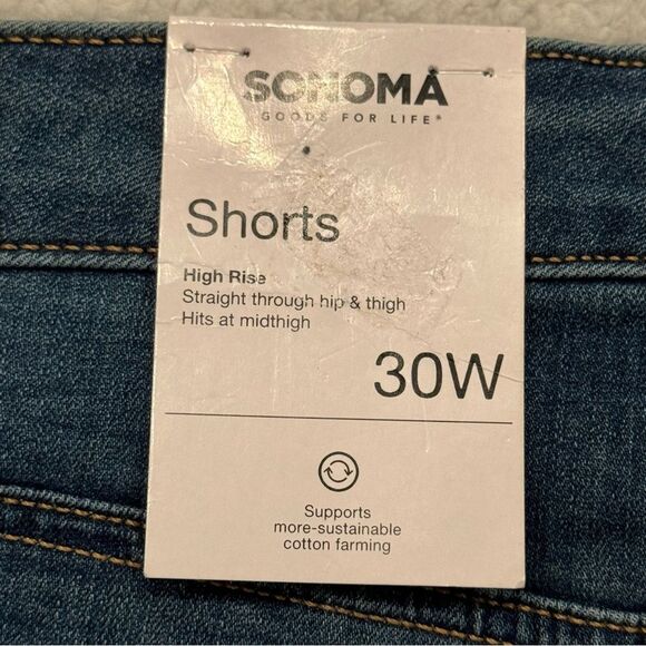 Womens Sz 30W Medium Wash Denim Shorts Folded Raw Hem Have Stretch New with Tags - Picture 10 of 11